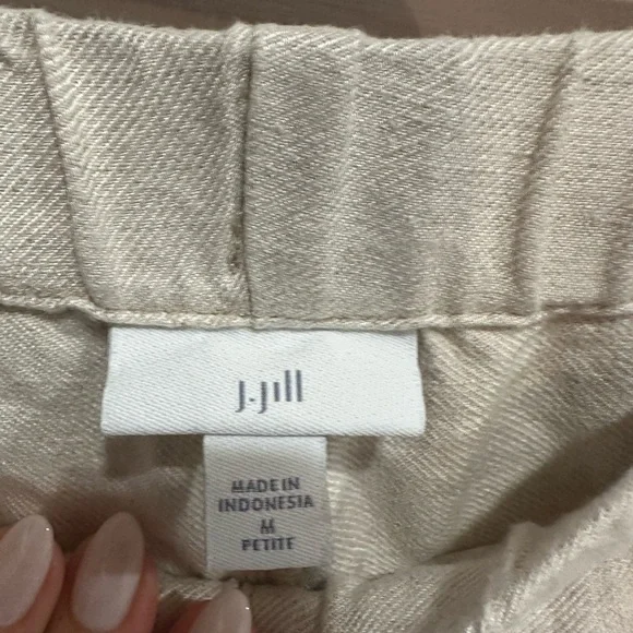 J. Jill Textured Cream Mid Calf Linen Pants - Picture 4 of 6